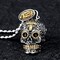 Stainless Steel Sugar Skull Pendant Necklace Gothic Skeleton Pendants for Men with 24inch Chain